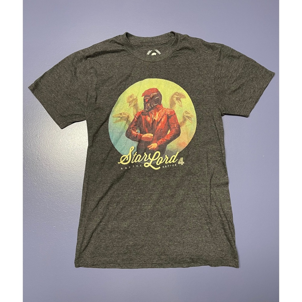 TeePublic Star-Lord and the Raptor 4 Graphic T-Shirt Mens Small Charcoal Heather